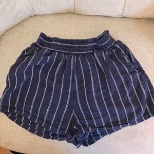 paper bag light blue and white striped shorts